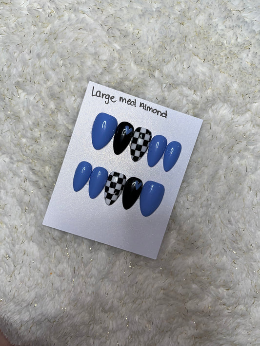 Black checkerboard, and blue hearts